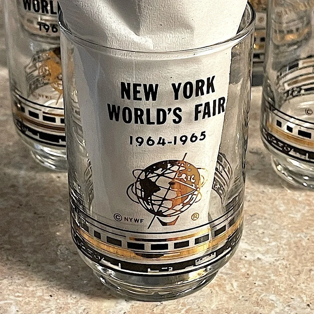 New York World's Fair Glasses 1964-1965 New York Central Train System Set of 6